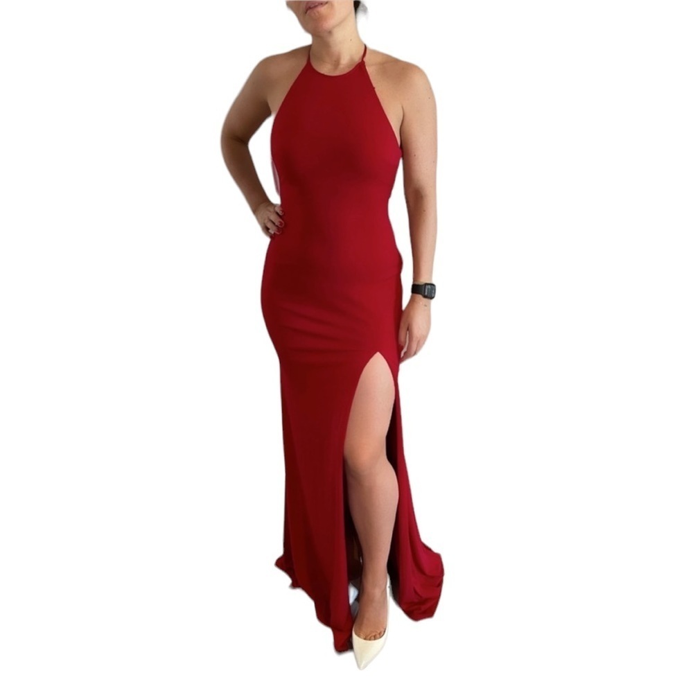 Jovani Red Gown with High Slit